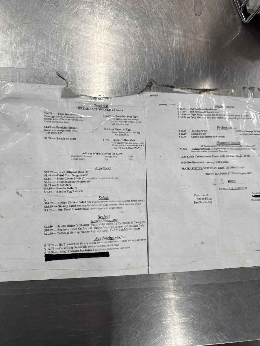 Tiger Cafe Menu - Image 1