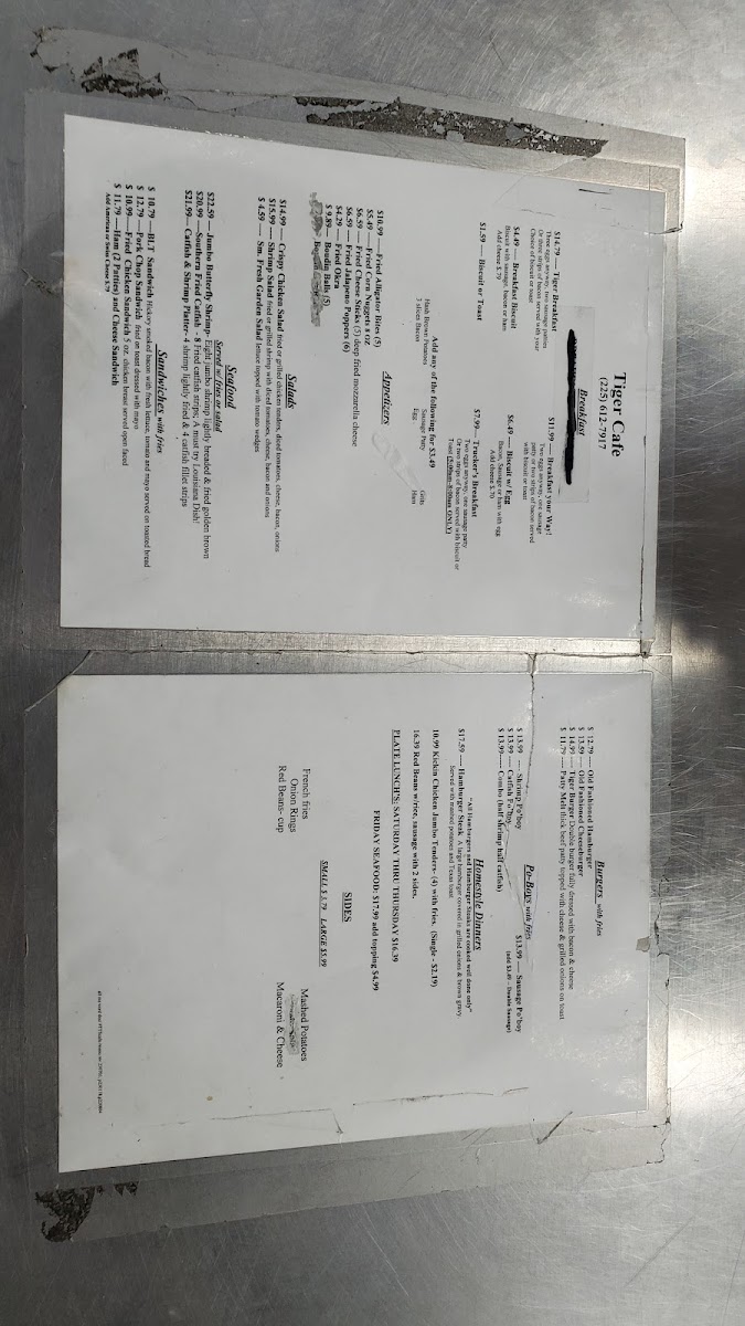 Tiger Cafe Menu - Image 2